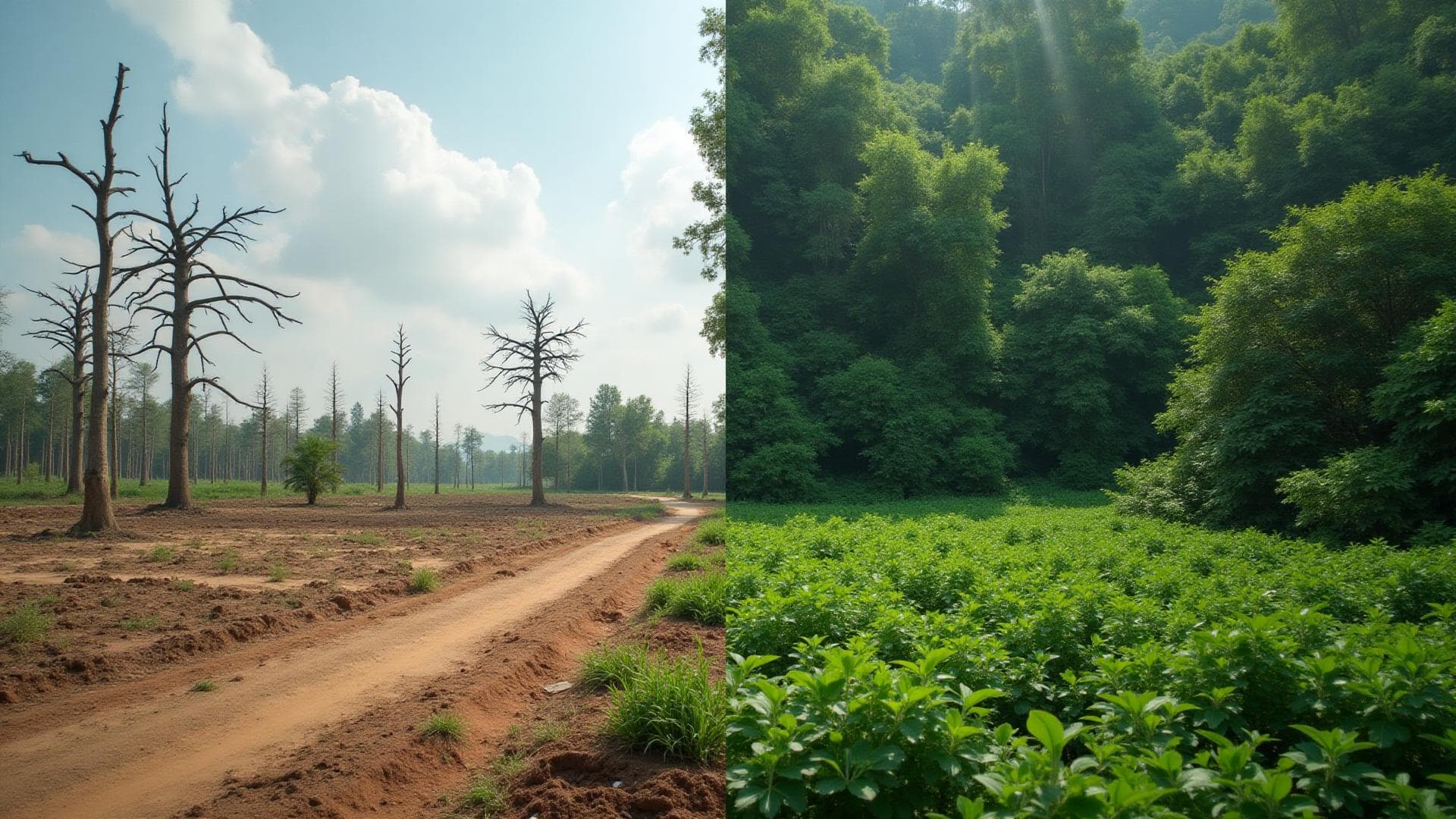 Contraste entre área degradada e agrofloresta